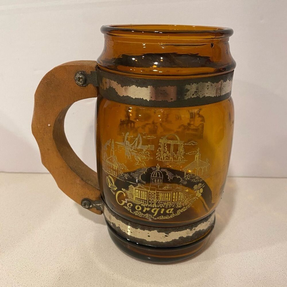 Vintage Georgia Brown Barrel Mug Siesta Ware Style Glass Collectible